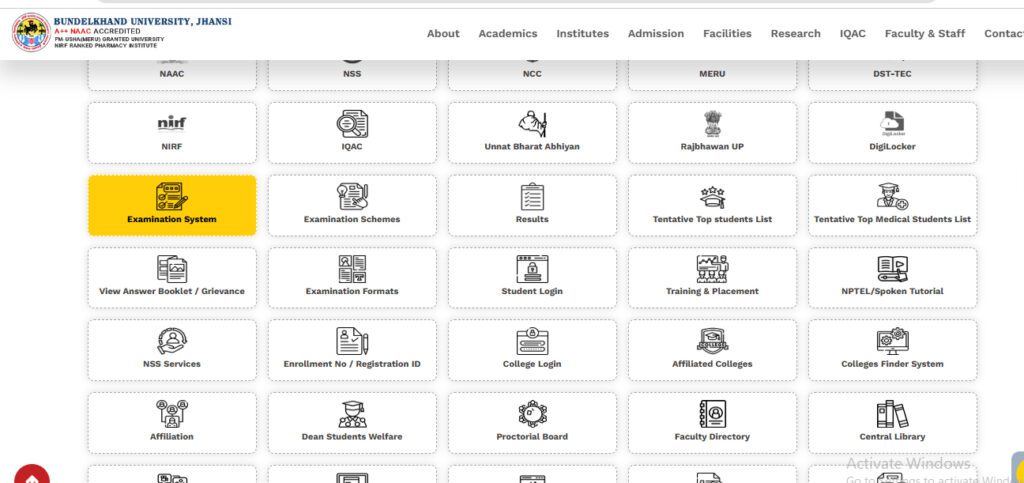 bu jhansi samarth portal exam form 2025