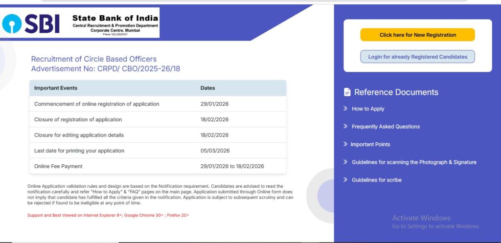 SBI Circle Based Officer CBO Recruitment 2026 Complete Information