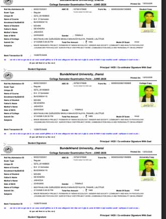 BU JHANSI EXAMINATION FORM