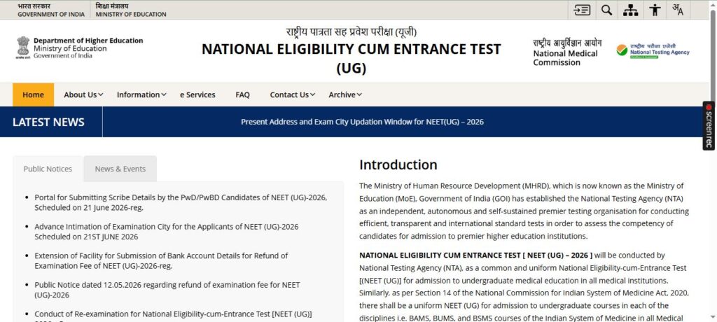 Capture National Testing Agency ( NTA ) 2026