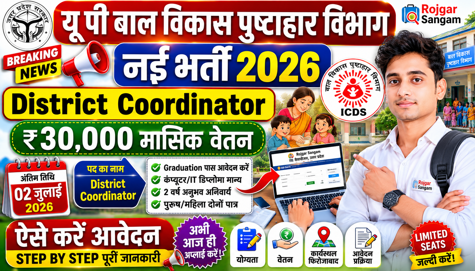 यू पी बाल विकास पुष्टाहार विभाग नई भर्ती 2026