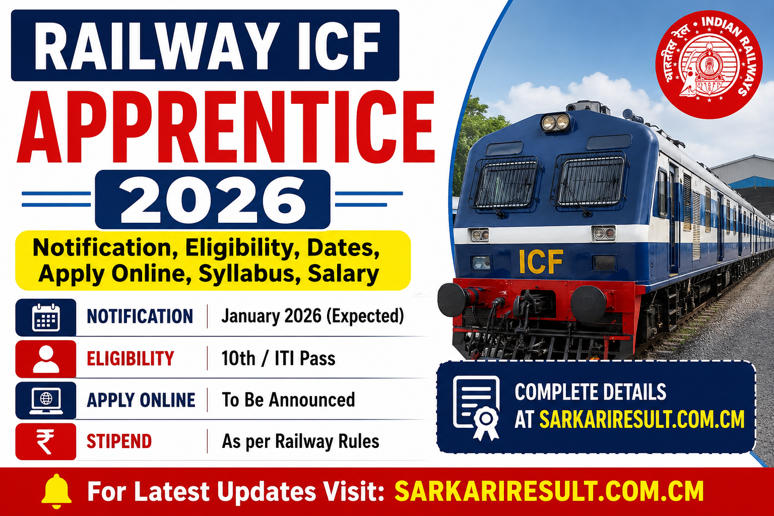 Railway ICF Apprentice Recruitment 2026