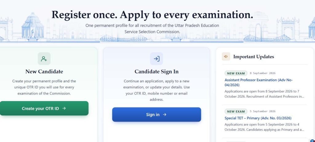 UP Primary Teacher Online Form 2026