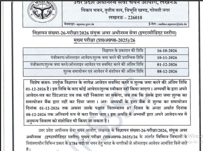 Capture UPSSSC Inter (12th) Level Recruitment 2026