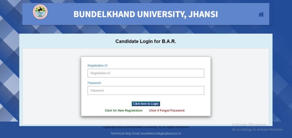 Capture BU Jhansi Examination Form 2026