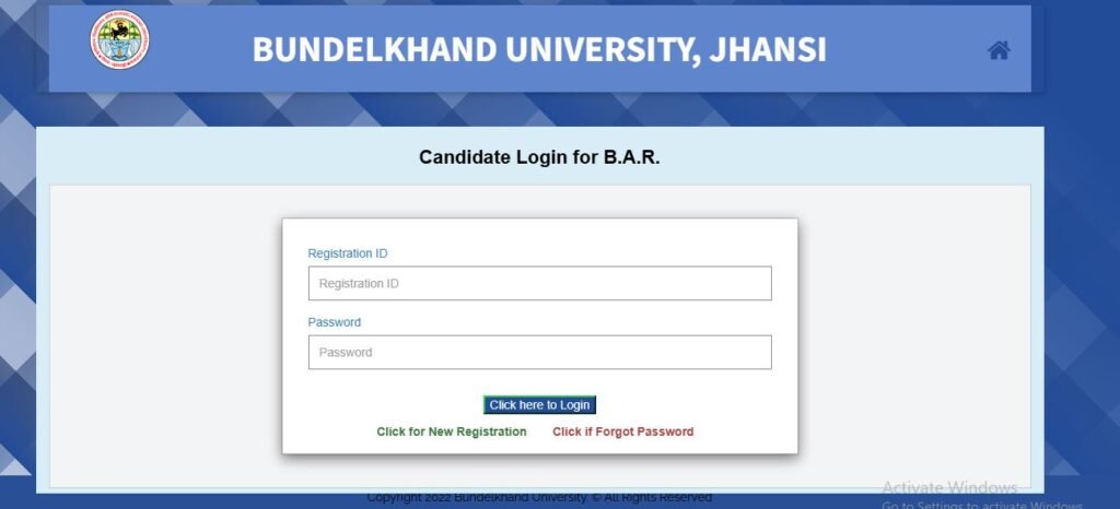 BU Jhansi Examination Form 2026