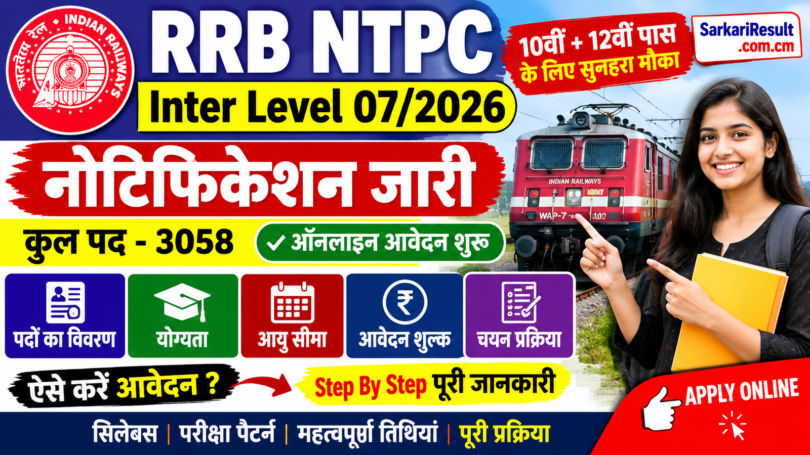 RRB NTPC 10+2 UG Online Form 2026